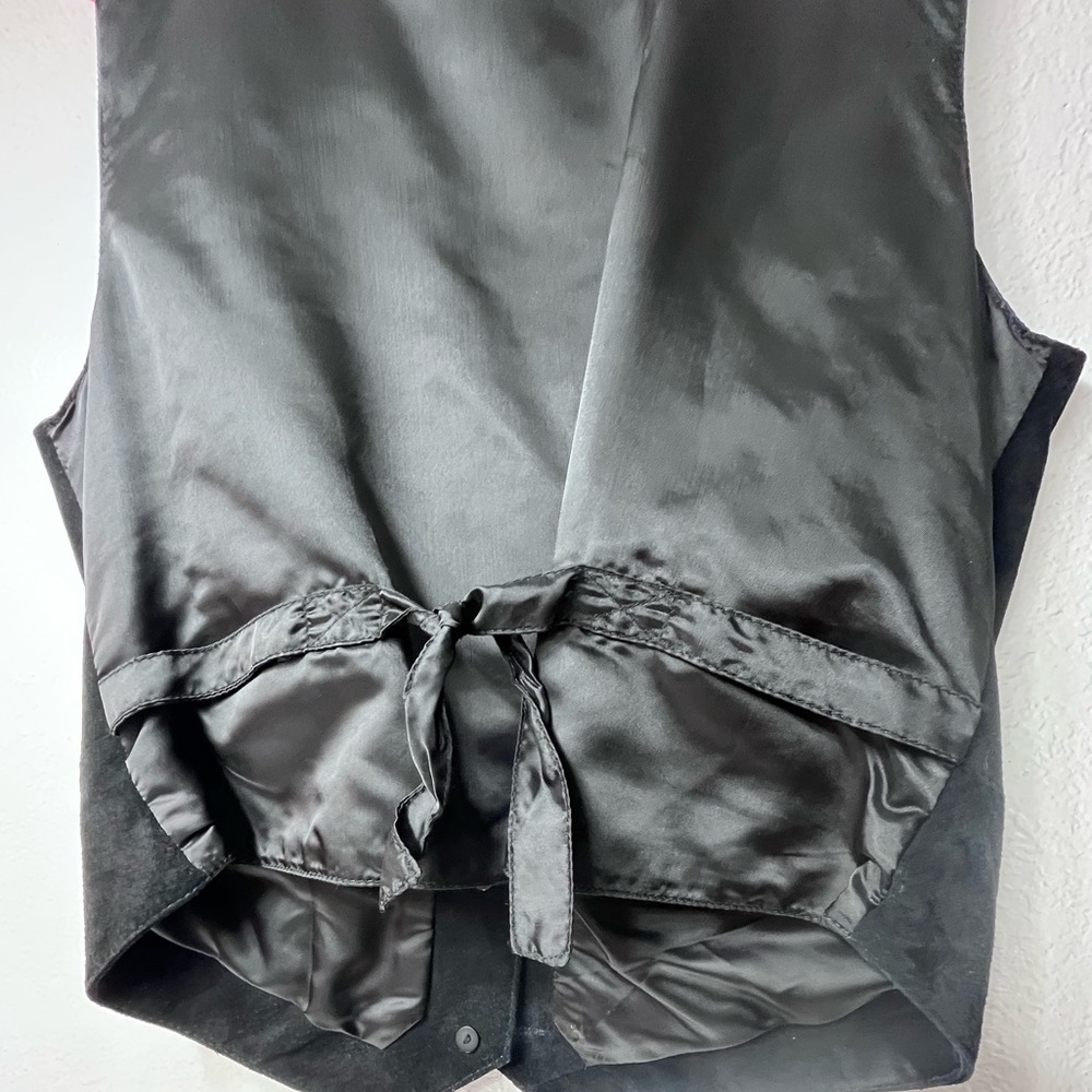 Vintage Men’s Leather Black and Gray Argyle Vest Large - Picture 4 of 10
